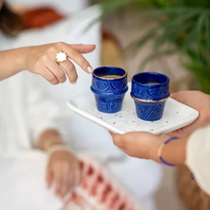 Small Coffee Cup Majorelle Blue Gold Print